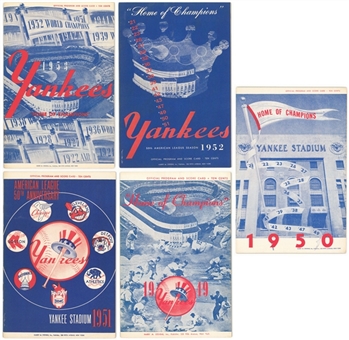 1949-1955 New York Yankees Game Day Scorecard Collection (Includes 42 Yankees & 5 NY Giants Scorecards)